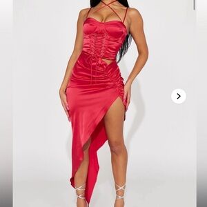 Fashion Nova Red Asymmetrical Dress